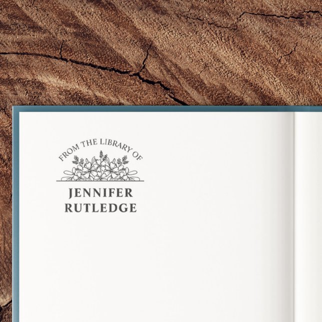 Söt Blommigt Line Art Curved Text Bok Platt Självfärgande Stämpel (Skapare uppladdad)