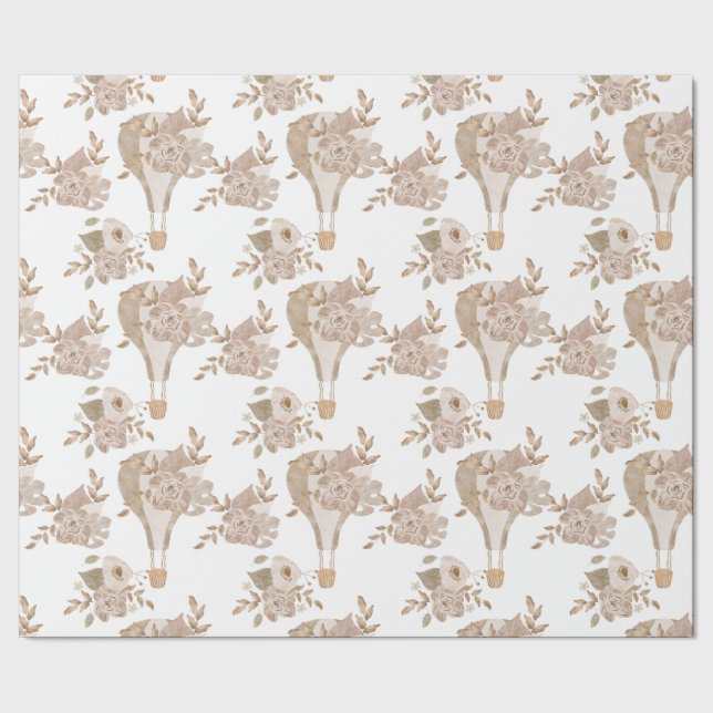 Söt Blommigt Luftballong Presentpapper (Seam)