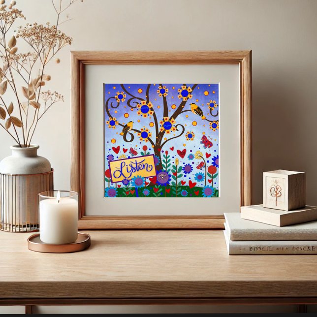 Söt Blommigt Lyssna WOTY Inspiritivity Skriv ut Poster (Skapare uppladdad)