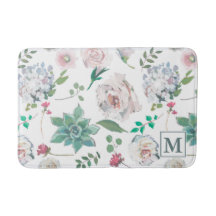 Söt Blommigt med Monogram Bath Mat