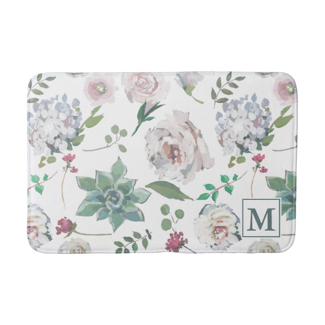 Söt Blommigt med Monogram Bath Mat Badrumsmatta (Framsidan)