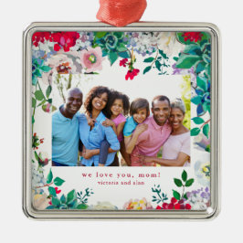 Söt Blommigt med Photo Ornament Gift för Mamma