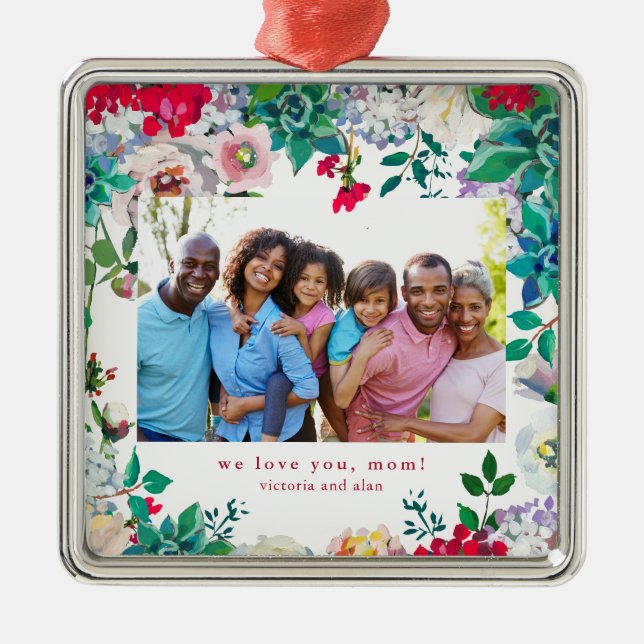 Söt Blommigt med Photo Ornament Gift för Mamma (Framsidan)