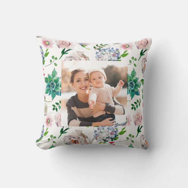 Söt Blommigt med Ram Photo Pillow Kudde (Framsida)