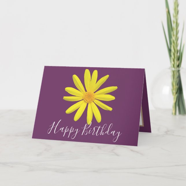 Söt Blommigt Modern Daisy Flower Lila Birday Kort (Framsida)