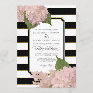 Söt Blommigt Modern Elegant Black White Rand Inbjudningar