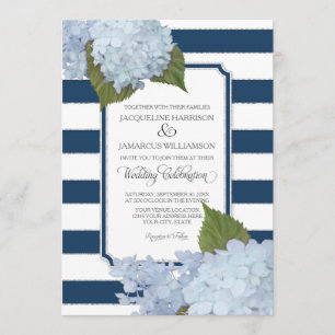 Söt Blommigt Modern Elegant Navy White Rand Inbjudningar