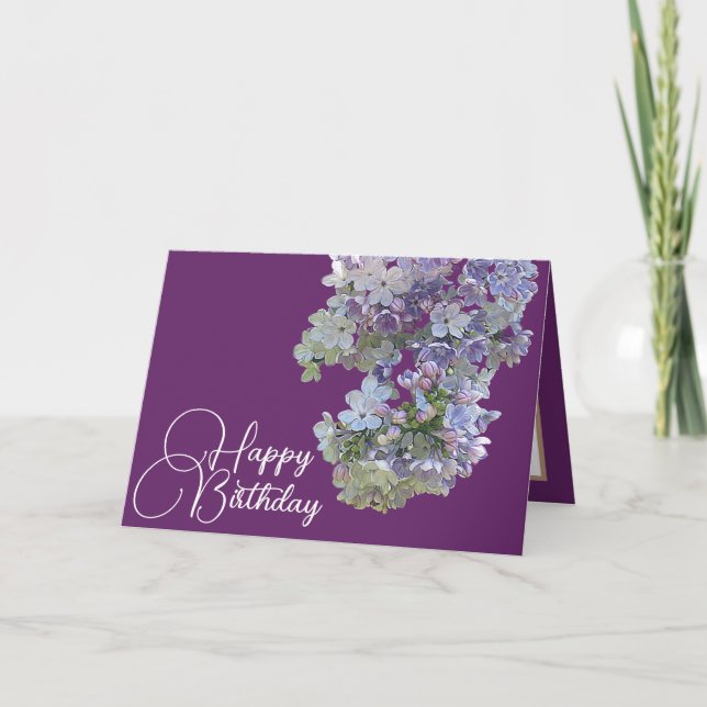 Söt Blommigt Modern Lilac Flower Lila Birthday Kort (Framsida)