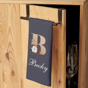 Söt Blommigt Monogram B-MALL Kökshandduk