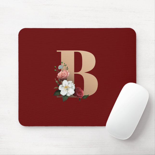 Söt Blommigt Monogram B. Musmatta (Med mus)