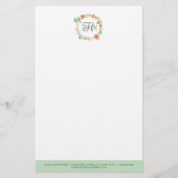 Söt Blommigt, Monogram Stationery Brevpapper