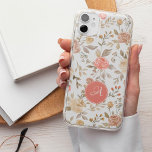 Söt blommigt monogrammad pastellpersikoho<br><div class="desc">Romantisk chic feminin iphone case med persikor och dammig orange vattenfärg ro med beige beigefärgade blad och löv mönster. Anpassa det med ditt monogram namn-initialt i ett elegant-kalligrafiskript!             Perfekt på hennes födelsedag,  årsdag,  bröllop,  möhippa,  för en brud,  student eller som julklapp.</div>