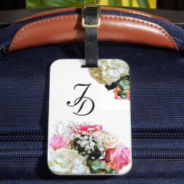 Söt Blommigt Monogrammed stopptagg Bagagebricka
