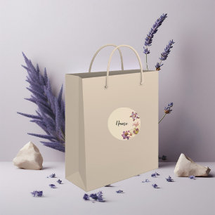 Söt Blommigt Namn bricka Runt Klistermärke