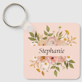 Söt blommigt namn mors dag nyckelring