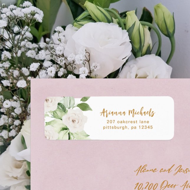 Söt Blommigt och grön Returadress Returadress Etikett (Skapare uppladdad)