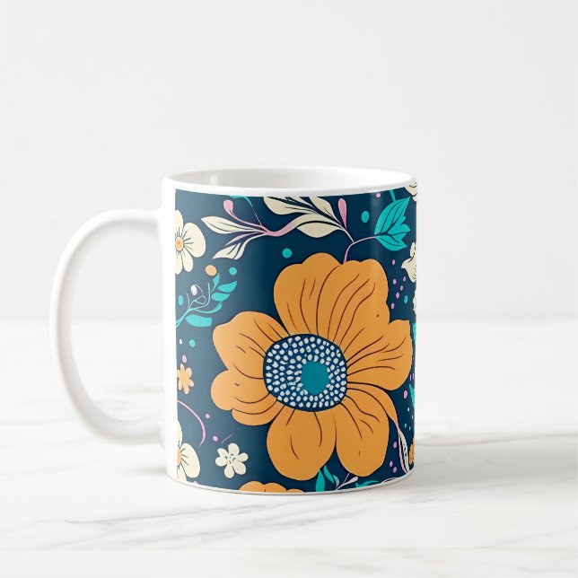 Söt Blommigt och sömlös Mönster Kaffemugg (Vänster)
