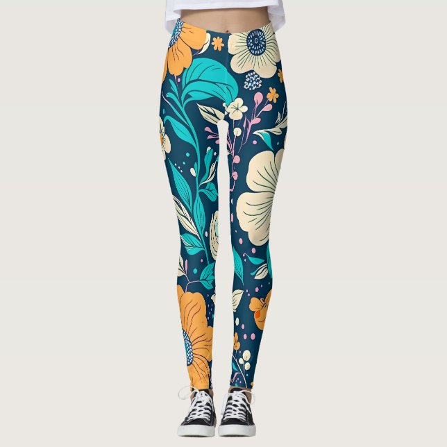 Söt Blommigt och sömlös Mönster Leggings (Framsida)