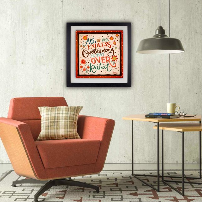 Söt Blommigt Övertänkande Retro-inspirationsoffert Poster (Over thinking Post Poster by Inspirivity)