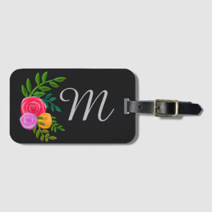 Söt Blommigt på chalkboard Monogrammed Bagagebricka