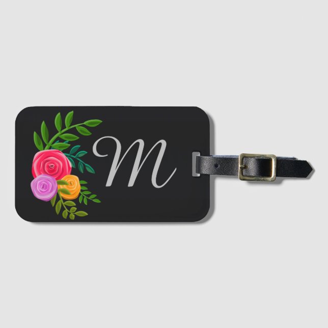 Söt Blommigt på chalkboard Monogrammed Bagagebricka (Framsida horisontal)