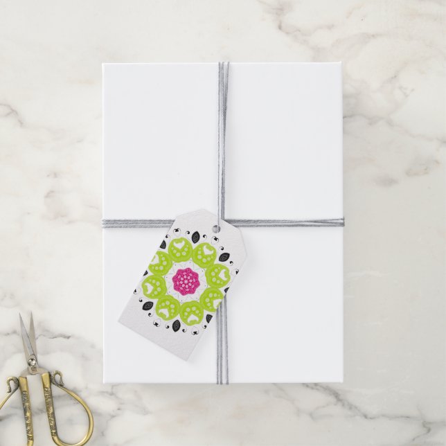Söt Blommigt Paisley Personlig Presentetikett (Med Snöre)