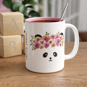 Söt Blommigt Panda Bear Girl Cute Personlig Två-Tonad Mugg