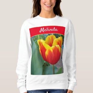 Söt Blommigt Pastel Tulip Red Women T Shirt