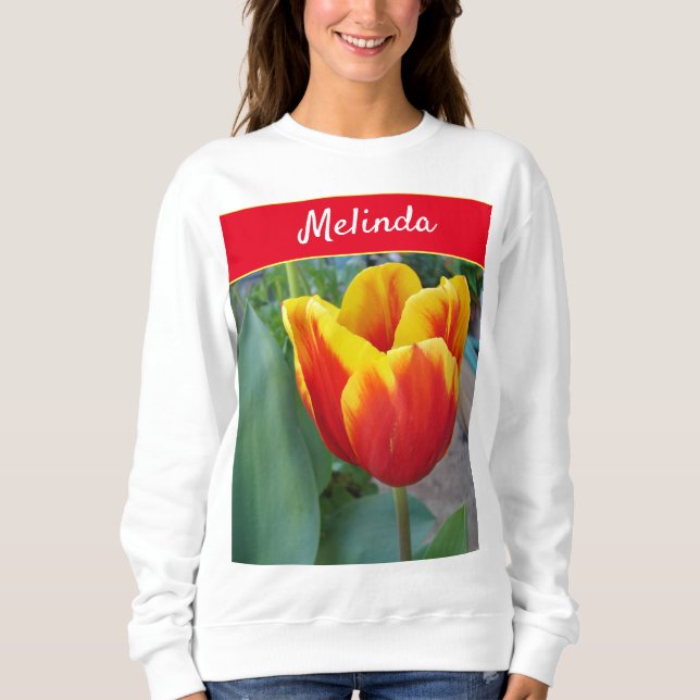Söt Blommigt Pastel Tulip Red Women T Shirt (Framsida)