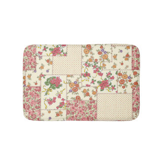 Söt Blommigt Patchwork Sömlös design Badrumsmatta