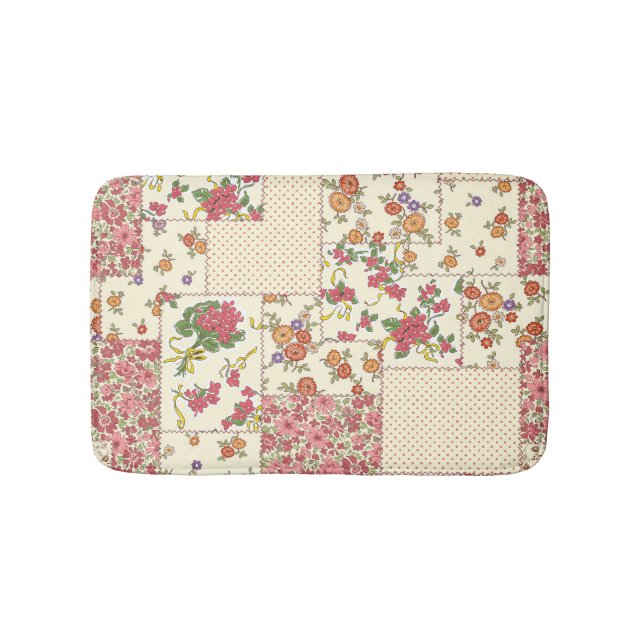 Söt Blommigt Patchwork Sömlös design Badrumsmatta (Framsidan)