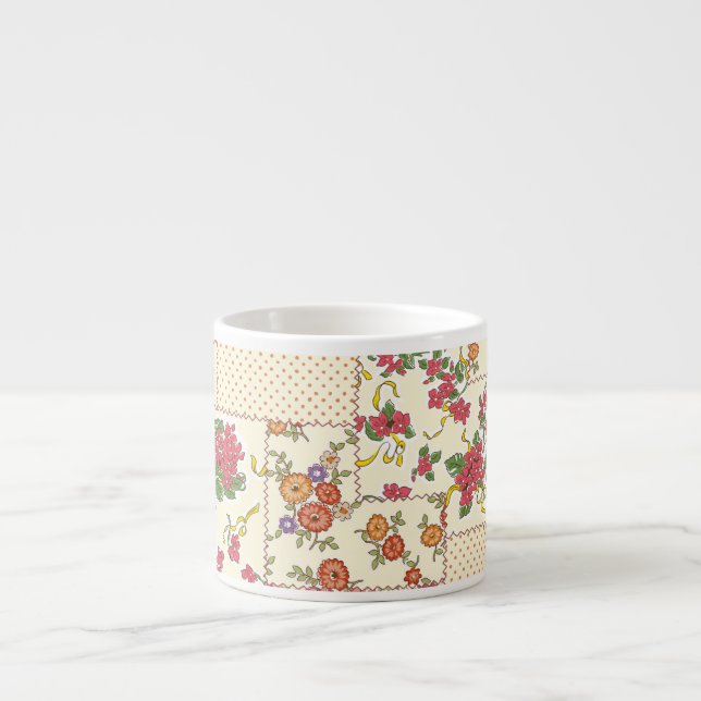 Söt Blommigt Patchwork Sömlös design Espressomugg (Framsidan)
