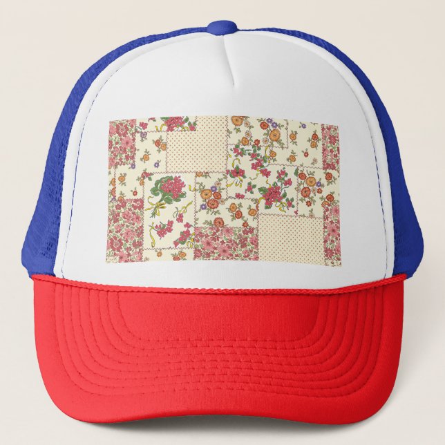 Söt Blommigt Patchwork Sömlös design Keps (Framsida)