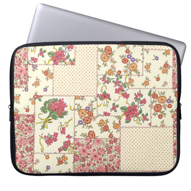 Söt Blommigt Patchwork Sömlös design Laptop Fodral (Framsidan)