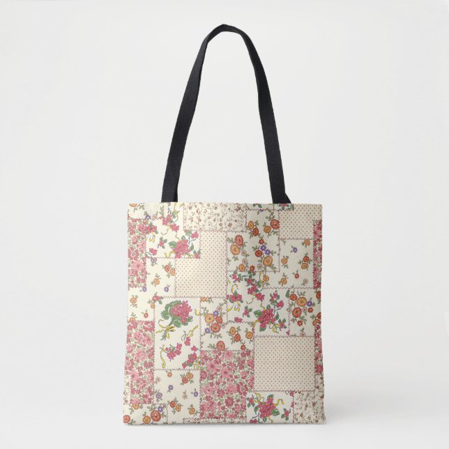 Söt Blommigt Patchwork Sömlös design Tygkasse (Framsida)