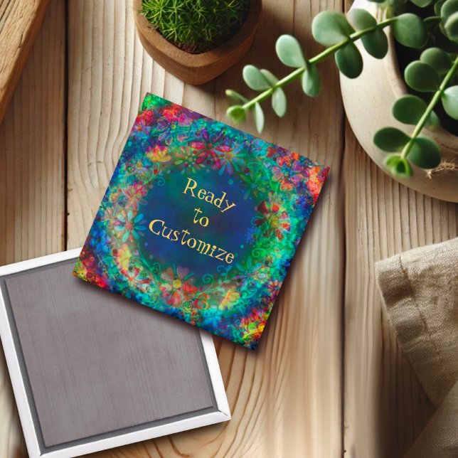 Söt Blommigt Personlig Blue Inspiritivity Magnet (Skapare uppladdad)