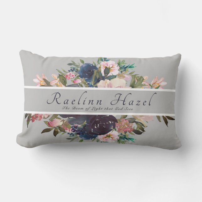 Söt Blommigt Personlig Flicka Namn Lumbarkudde (Framsida)
