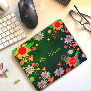 Söt Blommigt Personlig Grönt Teacher Mousepad Musmatta