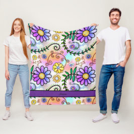 Söt Blommigt Personlig Namn Fleecefilt