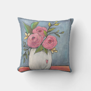Söt Blommigt Pillow för Farm Girl Artistry Kudde
