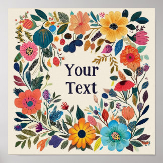 Söt Blommigt Poster - Anpassade - FolkArt