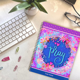 Söt Blommigt Pray Cheerful Lila Blue Art