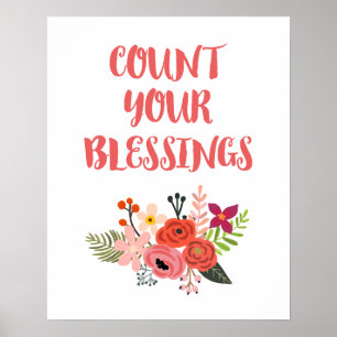 Söt Blommigt Räkna dina välsignelser Poster