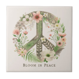 Söt Blommigt Retro "Bloom in Peace"-Fredsteckenet Kakelplatta