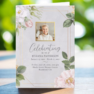 Söt Blommigt Ro fotobeställning av tjänst, begrave Program