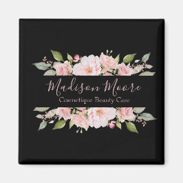 Söt Blommigt Ro Namn/Business Inscrited Magnet