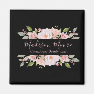 Söt Blommigt Ro Namn/Business Inscrited Magnet