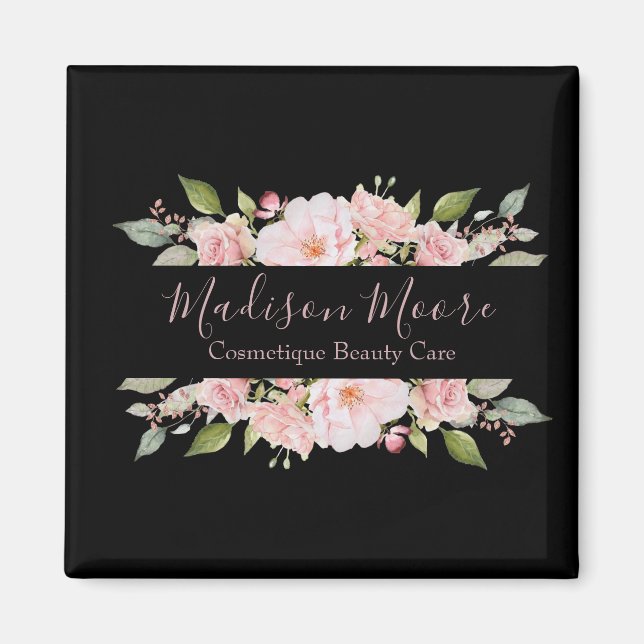 Söt Blommigt Ro Namn/Business Inscrited Magnet (Framsidan)