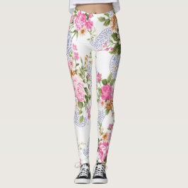 SÖT Blommigt rosa mönster Leggings
