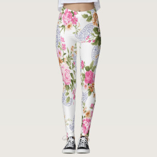SÖT Blommigt rosa mönster Leggings
